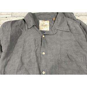Tasso Elba Island Button Shirt Mens XXL Short Sleeve Silk Linen Blend Gray 2XL